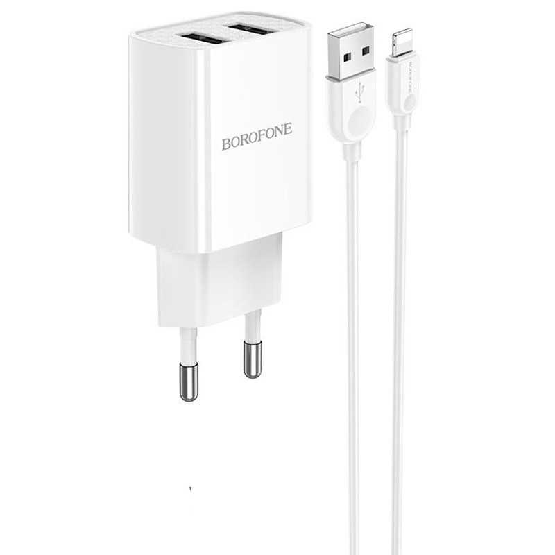 СЗУ Borofone BA53A Powerway (2USB/2.1A) + Lightning (Білий)