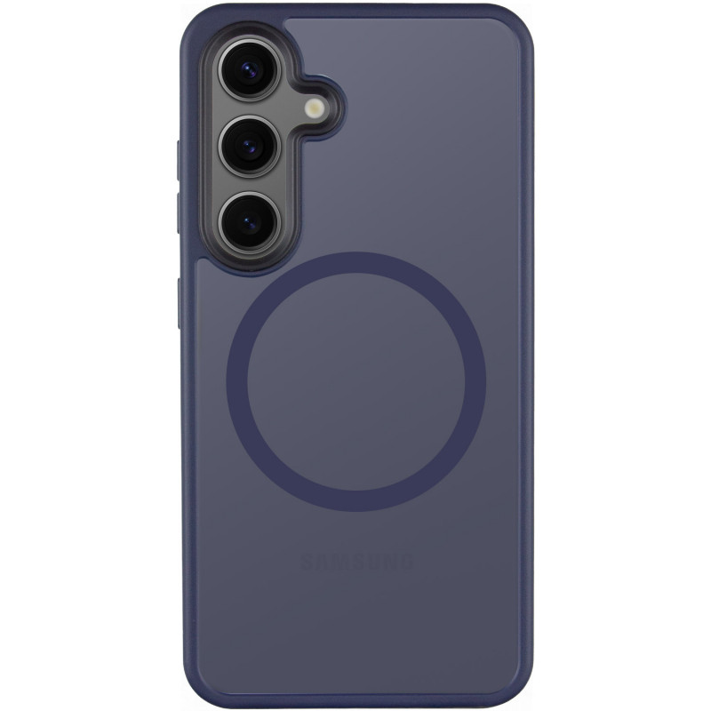 Фото TPU+PC чехол Metal Buttons with Magnetic Safe Colorful для Samsung Galaxy S25 (Синий / Navy Blue) на vchehle.ua