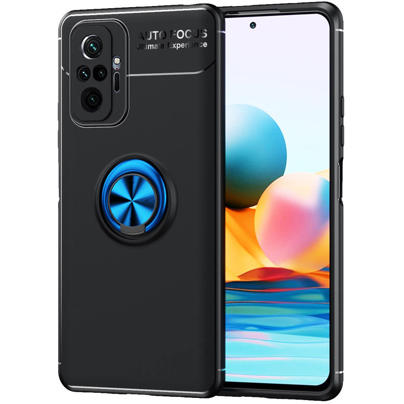 

TPU чохол Deen ColorRing під магнітний тримач (opp) для Xiaomi Redmi Note 10 Pro (Чорний / Синій) 1147608