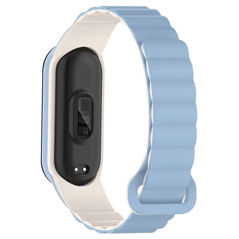 Фото Ремешок Dual-color Magnetic для Xiaomi Mi Band 7/6/5/4/3 (Lilac Blue / White) на vchehle.ua