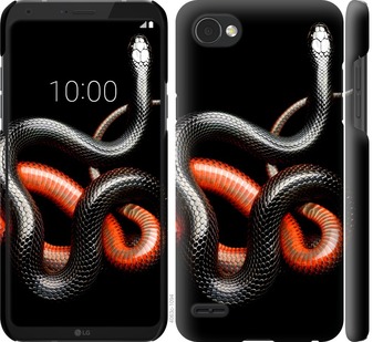 

Чехол Красно-черная змея на черном фоне для LG Q6 677483