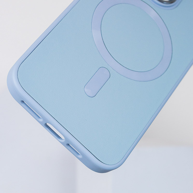 Шкіряний чохол Bonbon Leather Metal Style with Magnetic Safe на Apple iPhone 14 Pro (6.1") (Блакитний / Mist blue) в магазині vchehle.ua