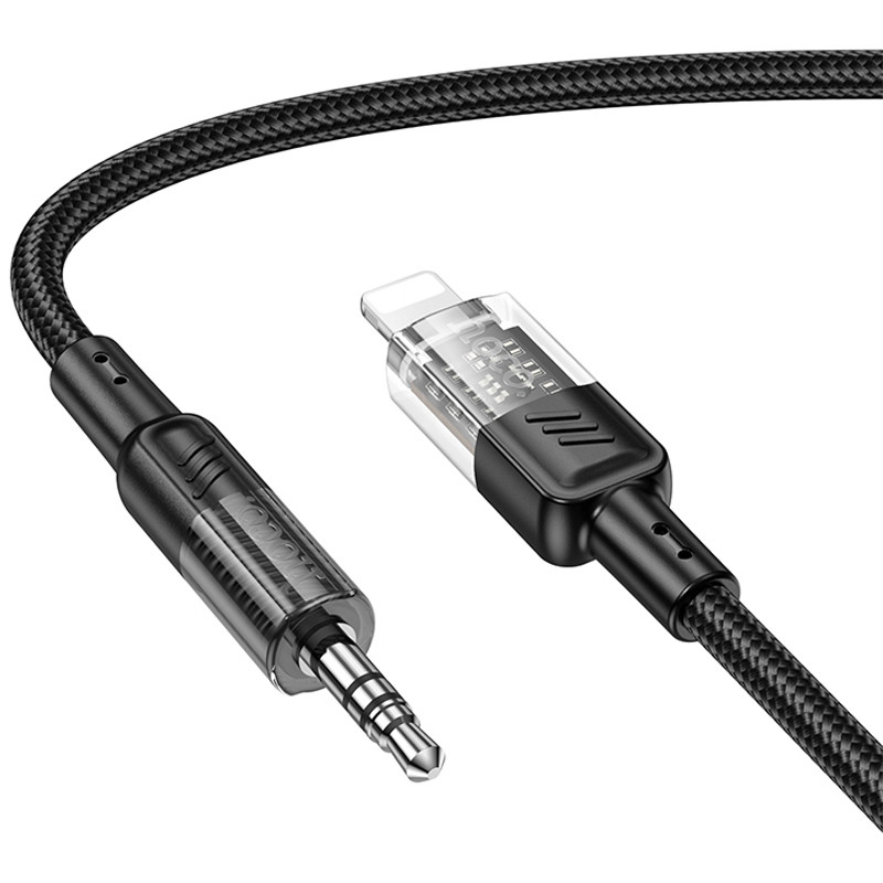 Аудио кабель Aux Hoco UPA27 Spirit transparent (Lightning to AUX 3.5mm) (1.2m) (Black) в магазине vchehle.ua