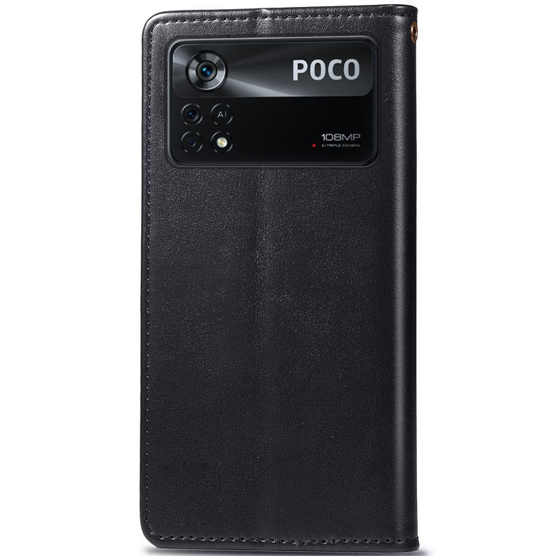 Фото Шкіряний чохол книжка GETMAN Gallant (PU) для Xiaomi Poco X4 Pro 5G (Чорний) на vchehle.ua