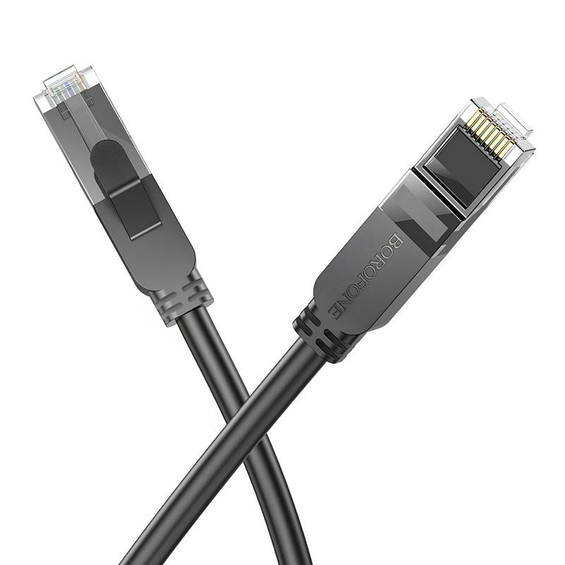 Фото Кабель (патч-корд) Borofone BUS01 Category 6 Gigabit (8m) (Black) на vchehle.ua