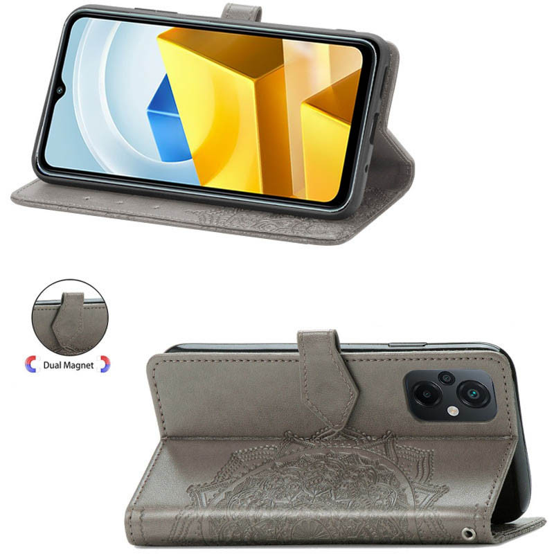 Фото Кожаный чехол-книжка Art Case с визитницей для Xiaomi Poco M5 (Серый) в магазине vchehle.ua