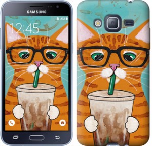 Чохол Зеленоокий кіт в окулярах на Samsung Galaxy J3 Duos (2016) J320H
