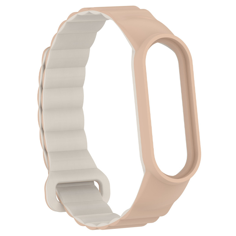 Фото Ремінець Dual-color Magnetic для Xiaomi Mi Band 7/6/5/4/3 (Beige / White) в маназині vchehle.ua