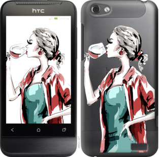 

Чехол Девушка с бокалом для HTC One V t320e 841437