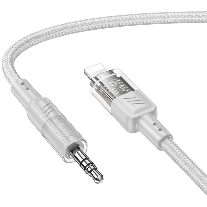 Фото Аудіо кабель Aux Hoco UPA27 Spirit transparent (Lightning to AUX 3.5mm) (1.2m) (Gray) в маназині vchehle.ua