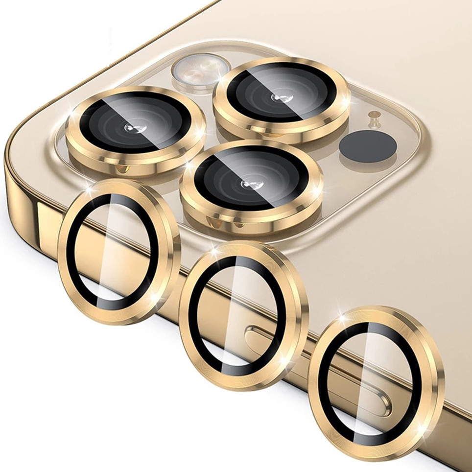 Фото Защитное стекло Metal Classic на камеру (в упак.) для Apple iPhone 15 Pro (6.1") / 15 Pro Max (6.7") (Золотой / Gold) в магазине vchehle.ua