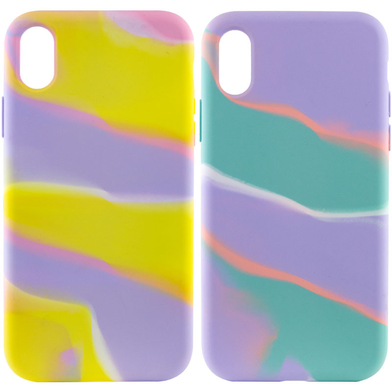 Чехол Silicone case full Aquarelle для Apple iPhone X / XS (5.8")