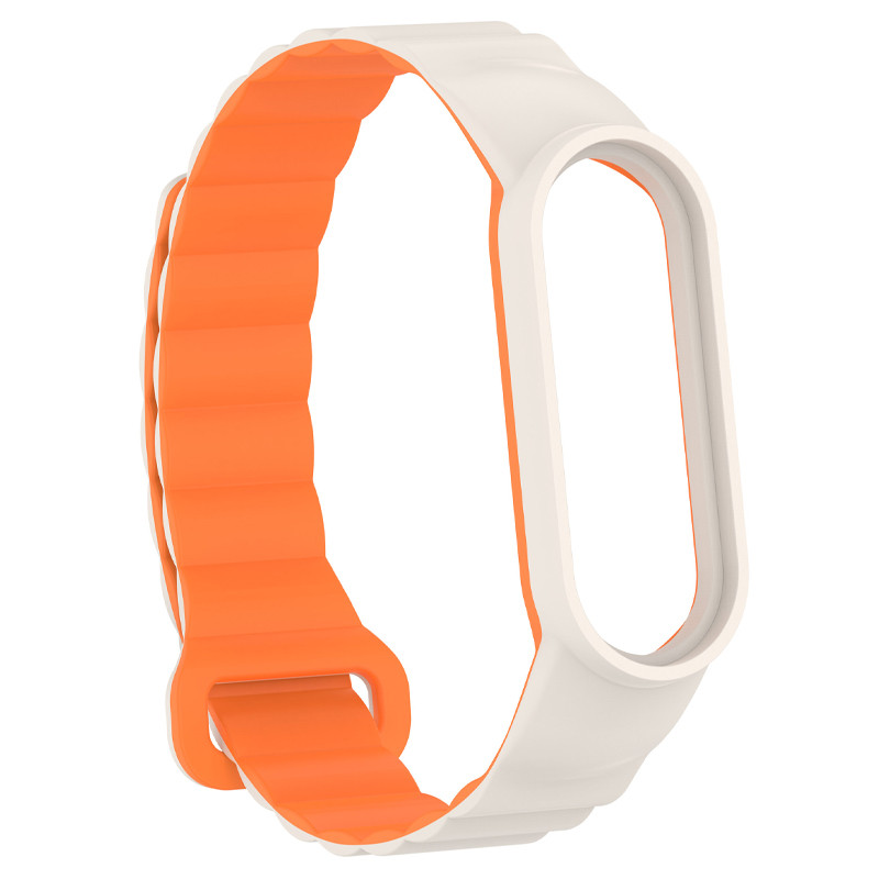 Фото Ремінець Dual-color Magnetic для Xiaomi Mi Band 9/8 (White / Orange) в маназині vchehle.ua