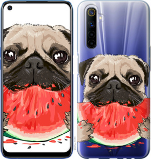 

Чехол Мопс и арбуз для Realme 6 917856