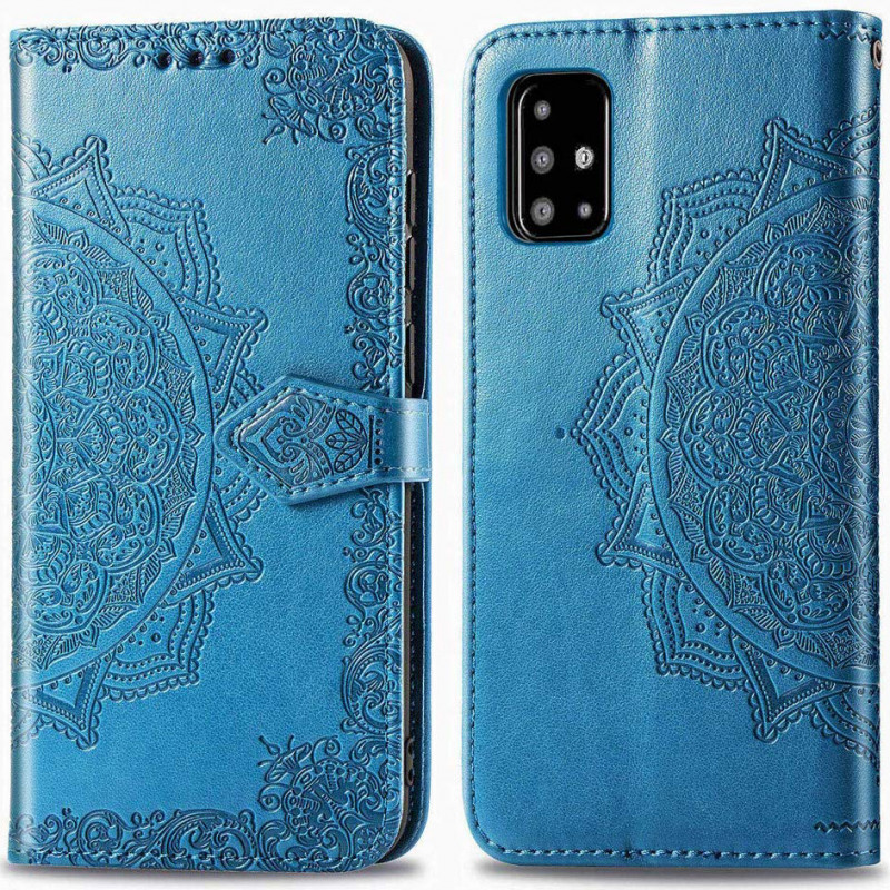 Фото Шкіряний чохол-книжка Art Case з візитницею на Samsung Galaxy A51 (Синій) на vchehle.ua