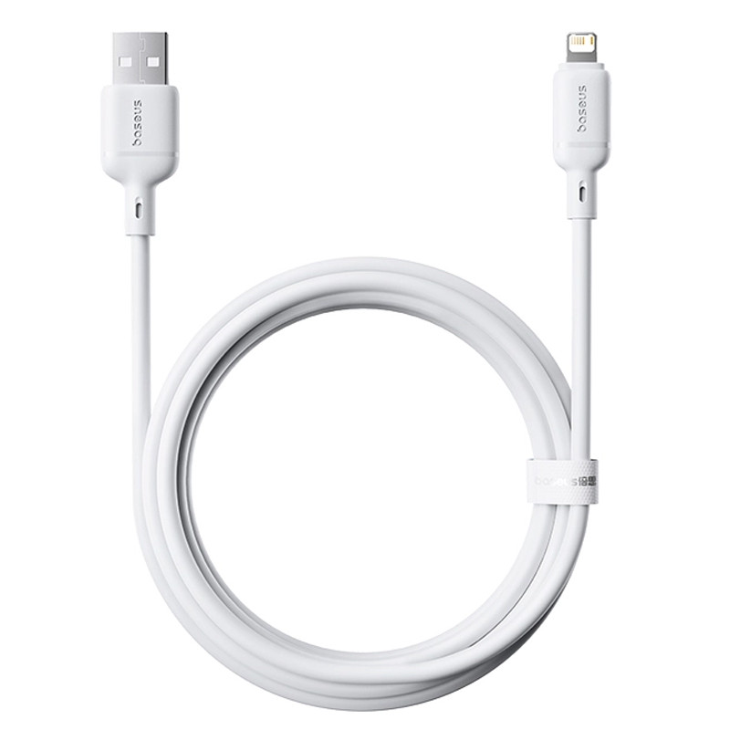 Фото Дата кабель Baseus Silky Series OS Fast Charging USB to Lightning 2.4A (1m) (P1037770) (Moon White) на vchehle.ua