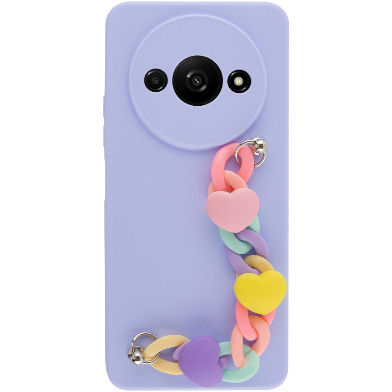 Фото Чехол Chained Heart c подвесной цепочкой для Xiaomi Redmi A3 (Lilac Blue) на vchehle.ua