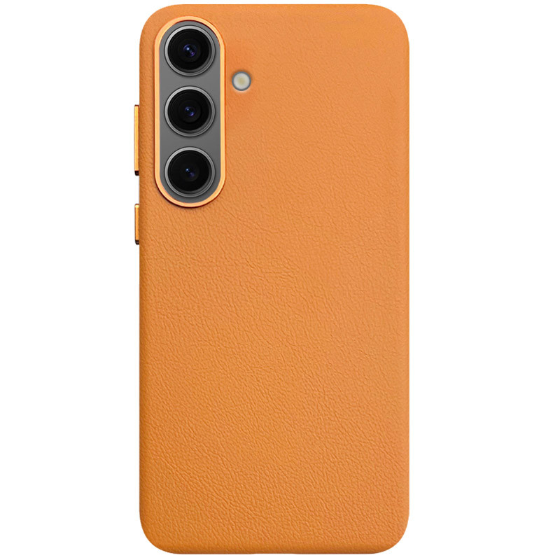 Кожаный чехол Leather Case (AAA) для Samsung Galaxy S25 (Orange)