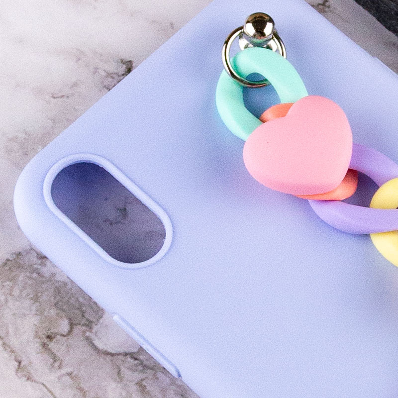 Чехол Chained Heart c подвесной цепочкой для Apple iPhone X / XS (5.8") (Lilac Blue) в магазине vchehle.ua