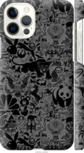 Чехол Чёрно-серый стикер бомбинг для iPhone 12