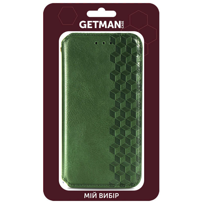 Купить Кожаный чехол книжка GETMAN Cubic (PU) для Xiaomi Redmi Note 10 / Note 10s (Зеленый) на vchehle.ua