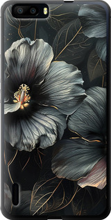 Чехол Черные цветы для Huawei Honor 6 Plus