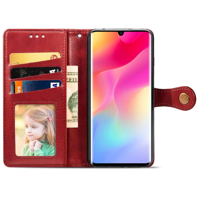 Шкіряний чохол-книжка GETMAN Gallant (PU) для Xiaomi Mi Note 10 Lite (Червоний) в магазині vchehle.ua