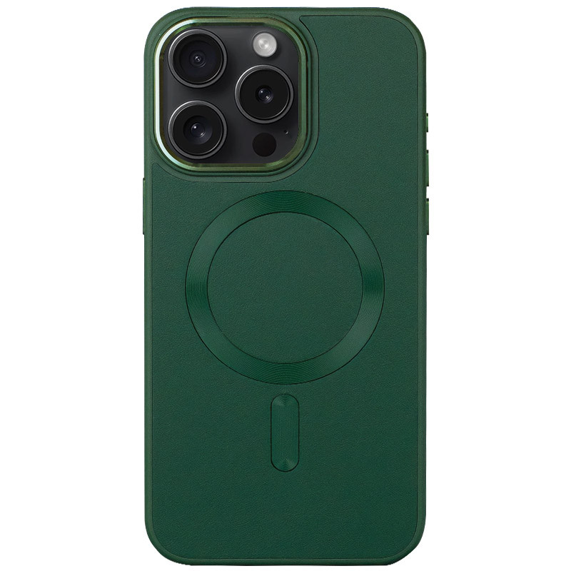 Шкіряний чохол Bonbon Leather Metal Style with Magnetic Safe на Apple iPhone 14 Pro (6.1") (Зелений / Pine green)