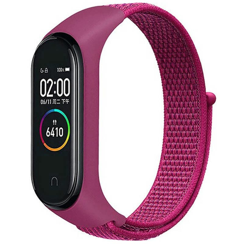 Ремешок Nylon для Xiaomi Mi Band 3/4/5/6/7 (Малиновый)