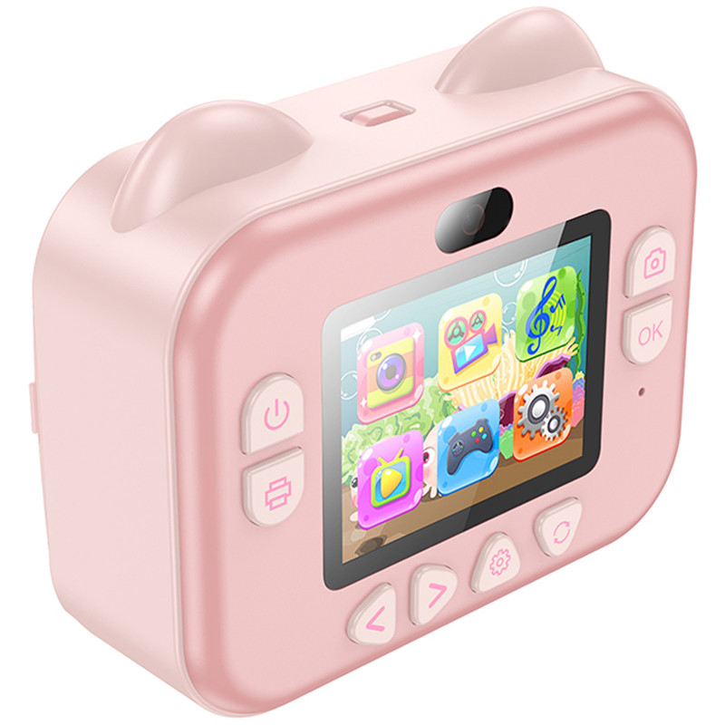 Фото Детская фотокамера с моментальной печатью Hoco DV204 Dual-camera (Pink) на vchehle.ua