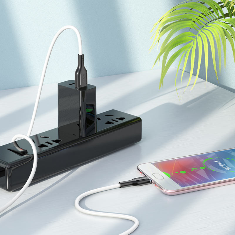 Дата кабель Borofone BX63 USB to MicroUSB (1m) (Черно - белый) в магазине vchehle.ua