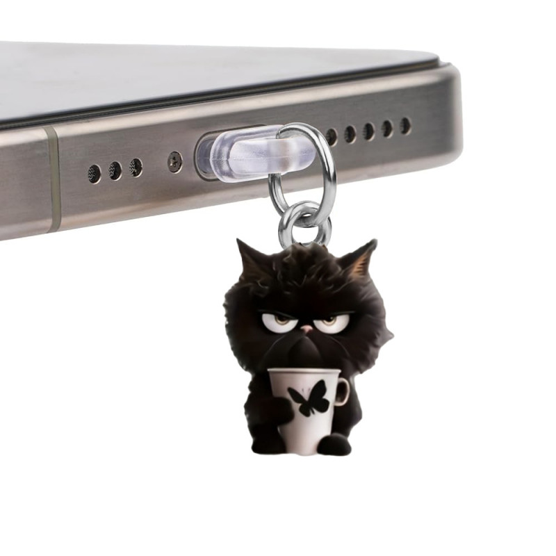Заглушка силиконовая Type-C с подвеской IP44 (Cat Good morning)