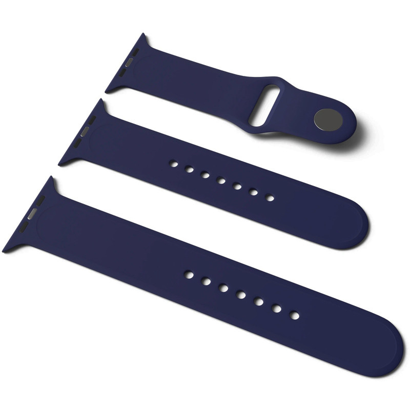 Силіконовий ремінець для Apple Watch Sport Band 42/44/45/46/49mm (S/M & M/L) 3pcs (Темно синій / Midnight blue)