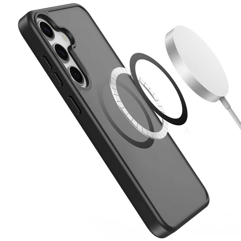 TPU+PC чохол Metal Buttons with Magnetic Safe Colorful на Samsung Galaxy S25 Edge (Чорний / Black) в магазині vchehle.ua