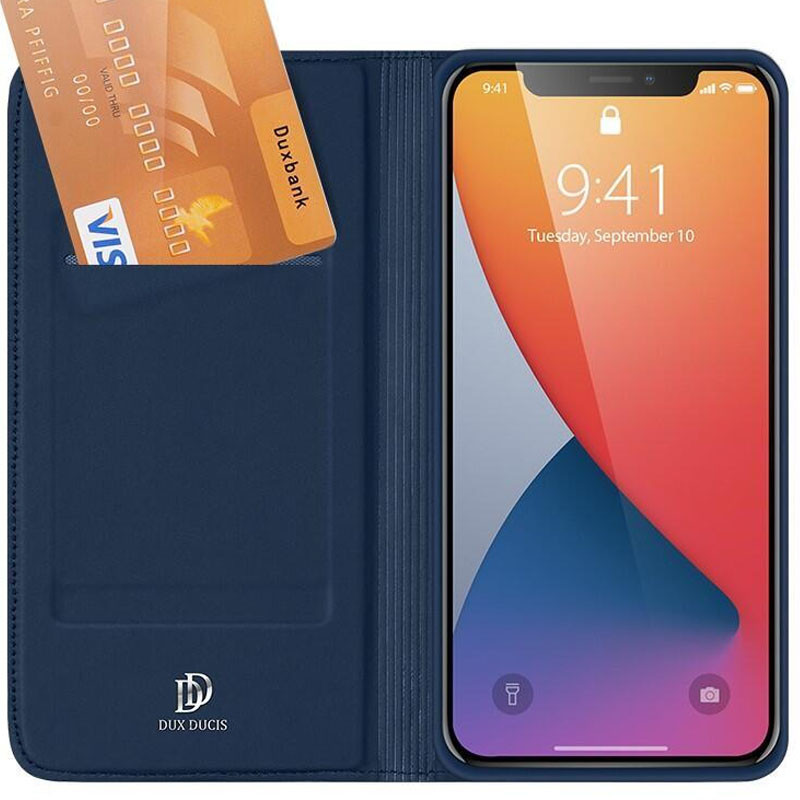 Купить Чехол-книжка Dux Ducis с карманом для визиток для Apple iPhone 12 Pro / 12 (6.1") (Синий) на vchehle.ua