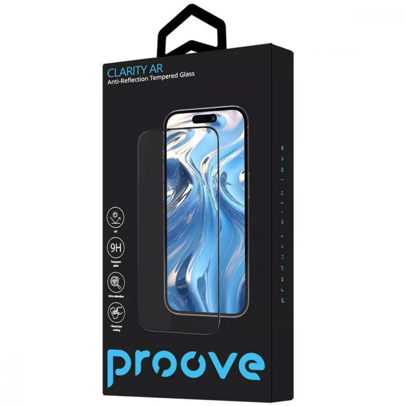 Фото Захисне скло Proove Clarity AR на Apple iPhone 14 Pro Max / 15 Plus / 16 Plus (6.7") (Чорний) на vchehle.ua