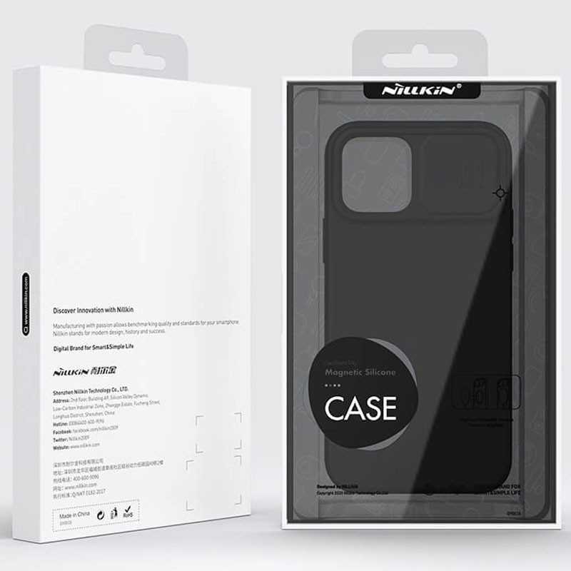 Купить Силиконовая накладка Nillkin Camshield Silky Magnetic для Apple iPhone 12 Pro / 12 (6.1") (Черный) на vchehle.ua