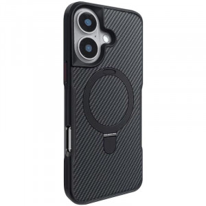 TPU+PC чехол Metal Buttons with Magnetic Safe Carbon Ring для Apple iPhone 16 (6.1")
