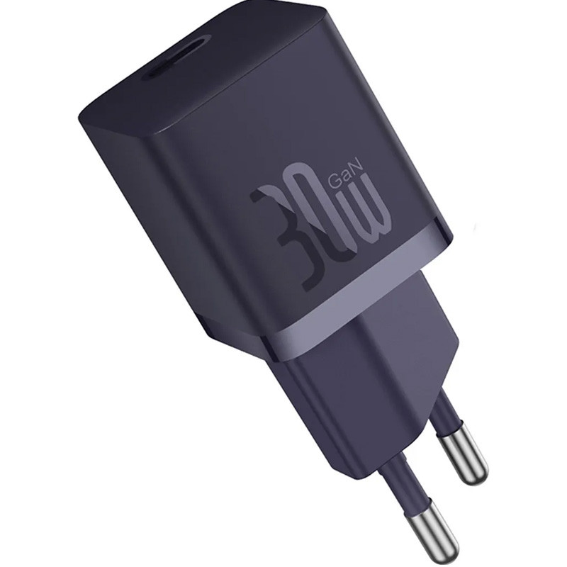 Фото МЗП Baseus GaN5 Fast Charger (mini) 30W (1USB-C) + кабель Type-C to Type-C (P10110902) (Midnight Purple) на vchehle.ua