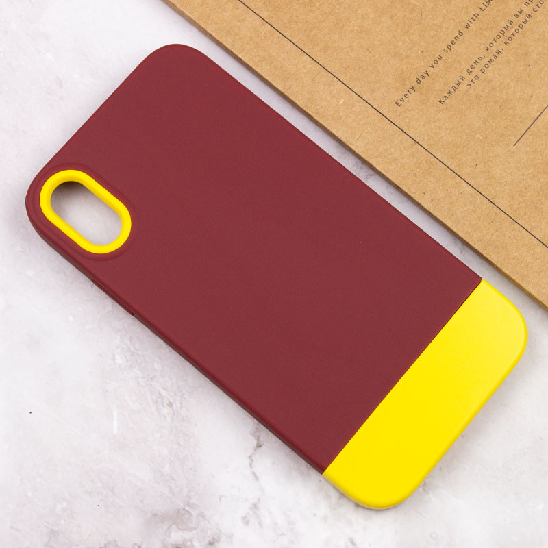 Чехол TPU+PC Bichromatic для Apple iPhone X / XS (5.8") (Brown burgundy / Yellow) в магазине vchehle.ua