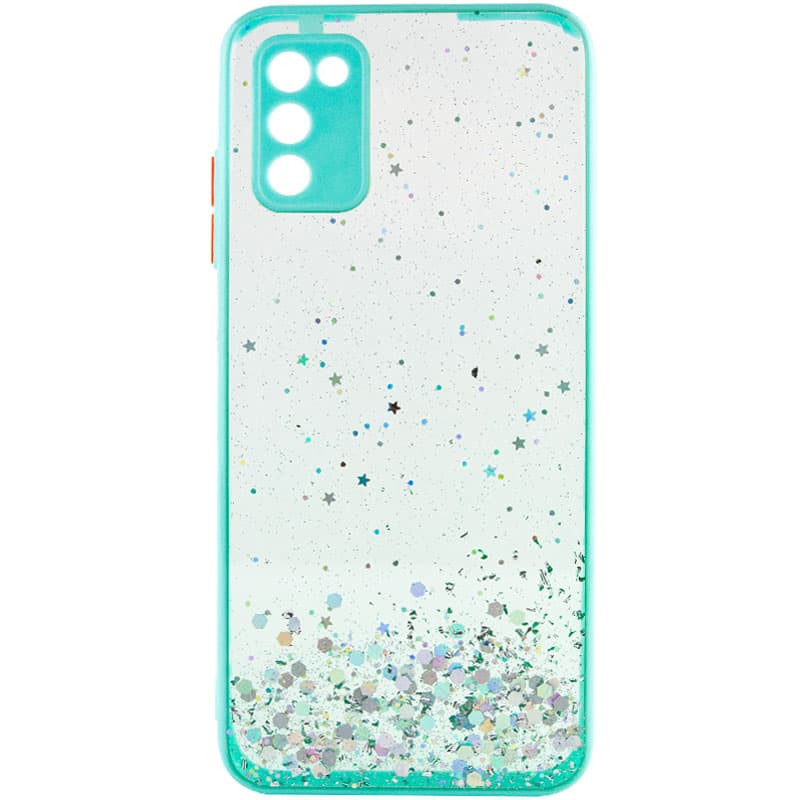 TPU чехол Spangle star с защитой камеры для Samsung Galaxy A03s (Бирюзовый)