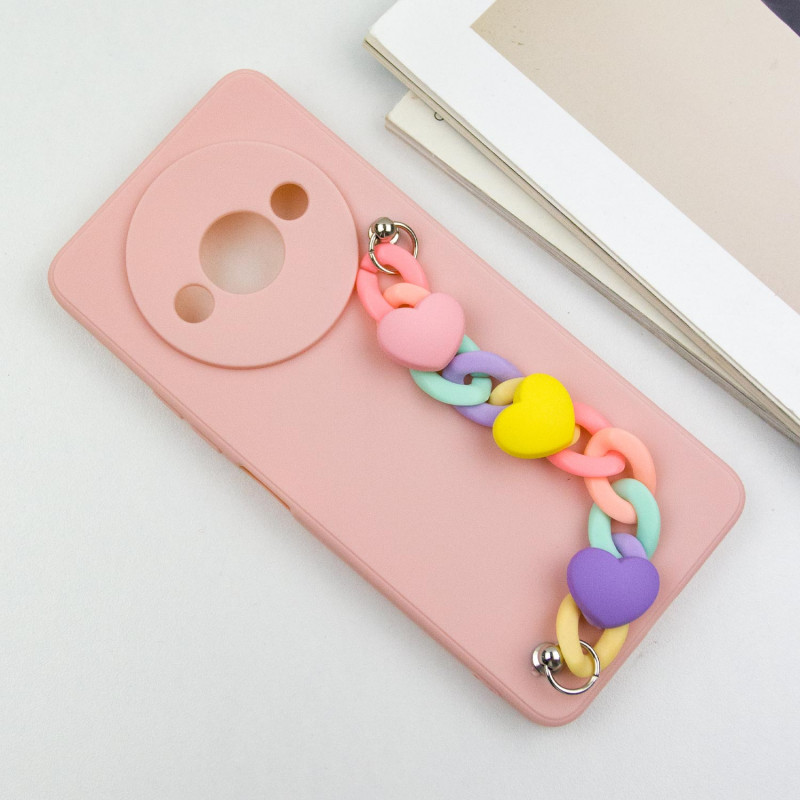 Фото Чехол Chained Heart c подвесной цепочкой для Xiaomi Redmi A3 (Pink Sand) в магазине vchehle.ua