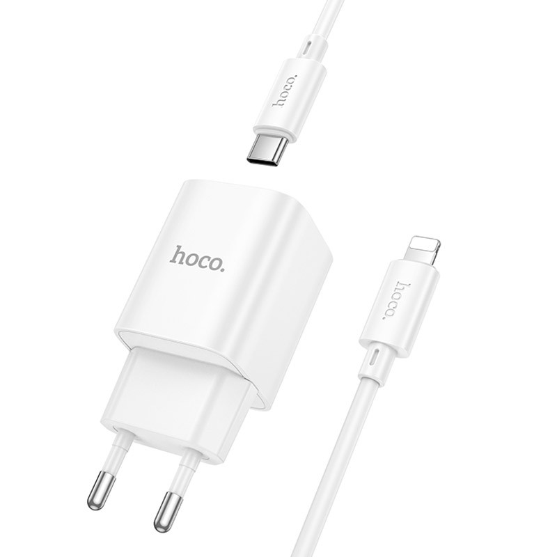 Фото МЗП Hoco C149A Charm PD30W+QC3.0 (1USB-A/1C) + кабель Type-C to Lightning (White) в маназині vchehle.ua