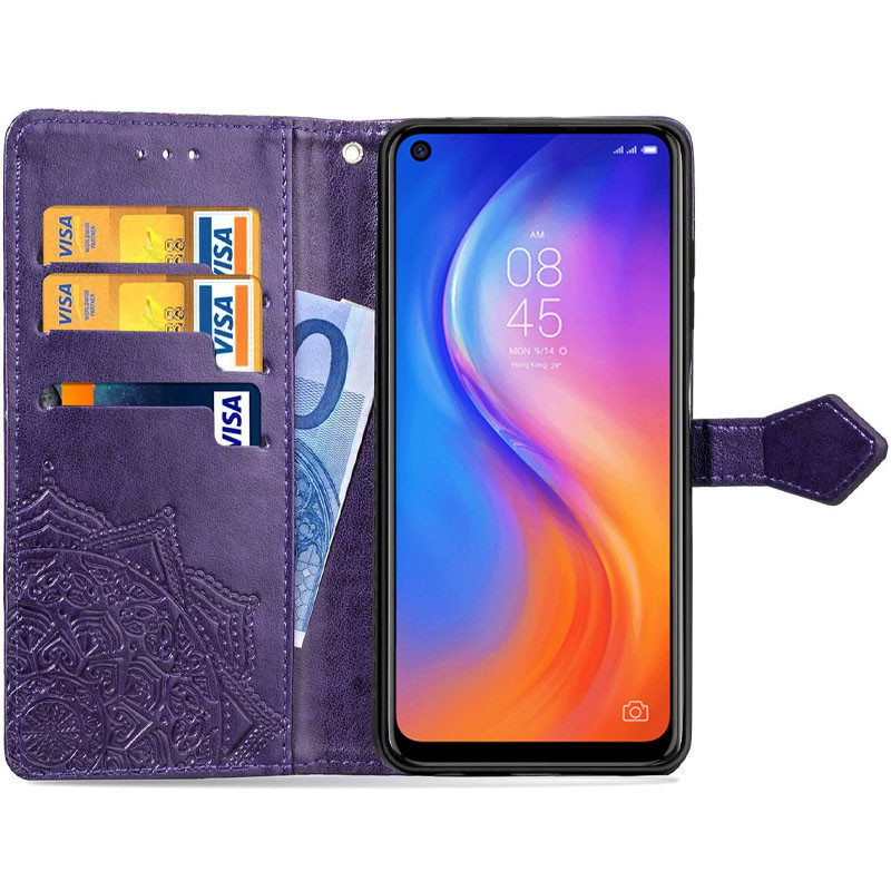 Фото Кожаный чехол-книжка Art Case с визитницей для TECNO Camon 17P (Фиолетовый) на vchehle.ua
