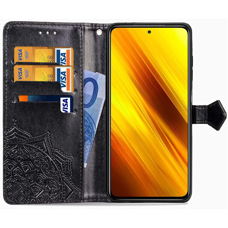 Фото Шкіряний чохол (книжка) Art Case з візитницею на Xiaomi Redmi Note 10 / Note 10s (Чорний) на vchehle.ua