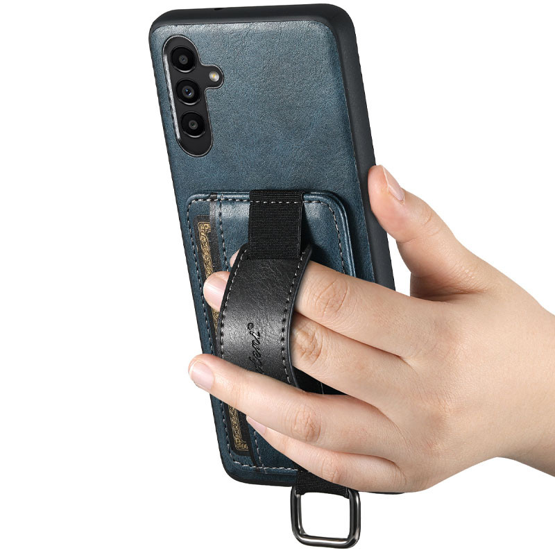 Фото Шкіряний чохол Wallet case and straps на Samsung Galaxy A14 4G/5G (Синій / Blue) в маназині vchehle.ua