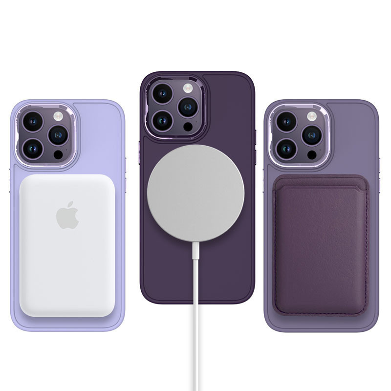 Фото TPU чохол Bonbon Metal Style with Magnetic safe на Apple iPhone 14 Pro (6.1") (Фіолетовий / Dark Purple) в маназині vchehle.ua