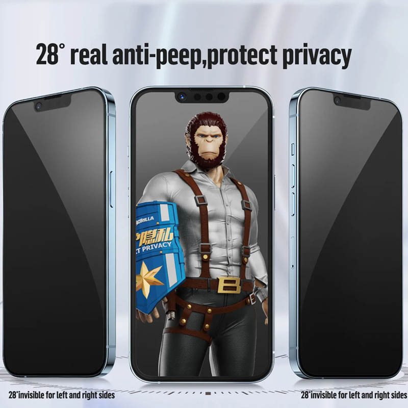 Фото Защитное 2.5D стекло Blueo Full Cover Anti-Peep для Apple iPhone 13 Pro Max / 14 Plus (6.7") (Черный) на vchehle.ua