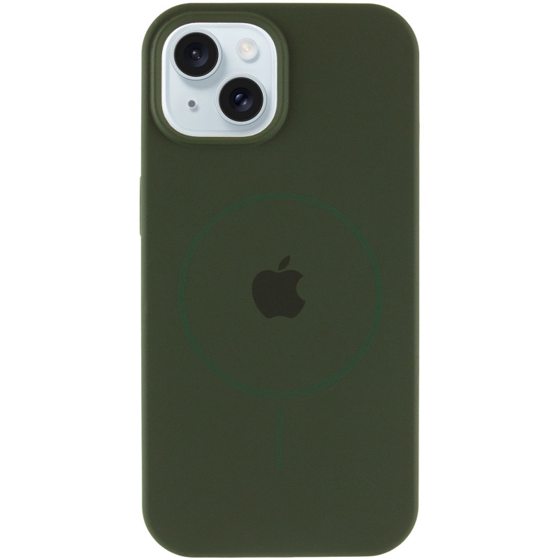 Фото Чохол Silicone Case Full Protective (AA) with Magnetic Safe на Apple iPhone 15 (6.1") (Зелений / Cyprus Green) на vchehle.ua
