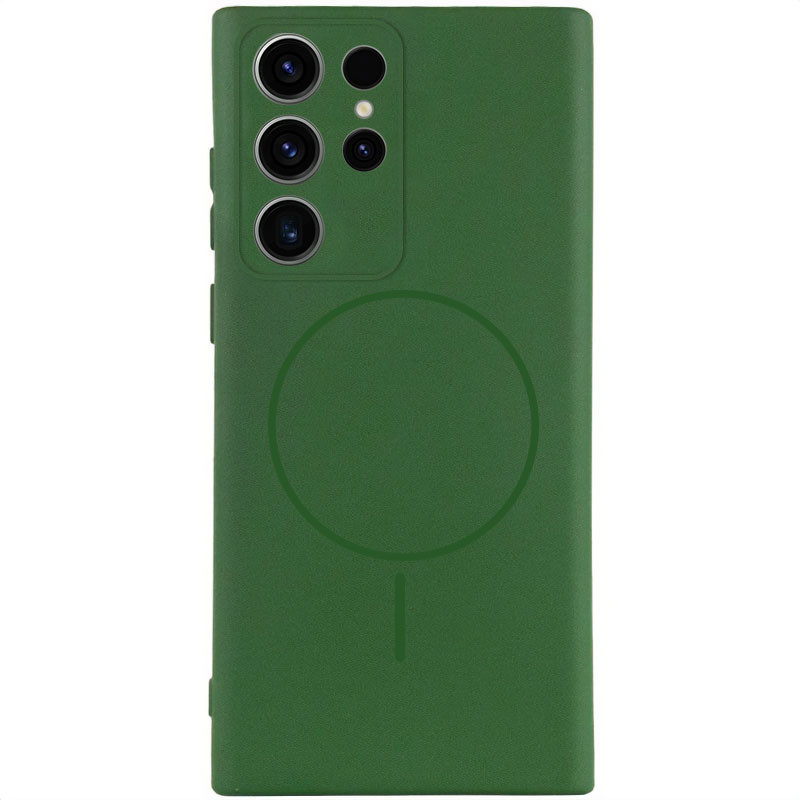 Чехол Silicone Cover Lakshmi Full Camera (AA) with Magnetic Fit для Samsung Galaxy S23 Ultra (Зеленый / Dark green)